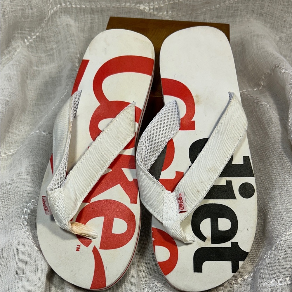 NWOT Diet Coke flip flops